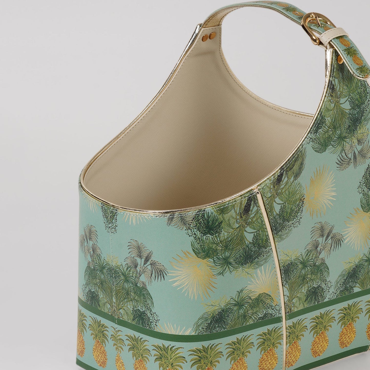 Green Como Printed Faux Leather Magazine Basket