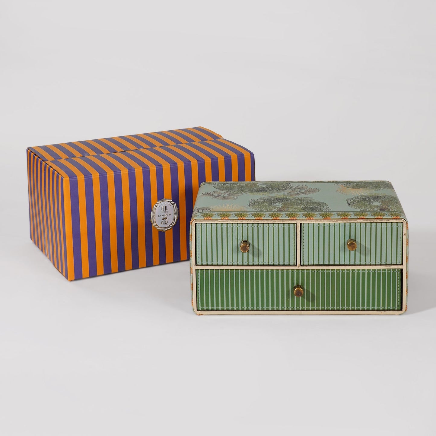 Green Como Printed Faux Leather Drawer Organizer