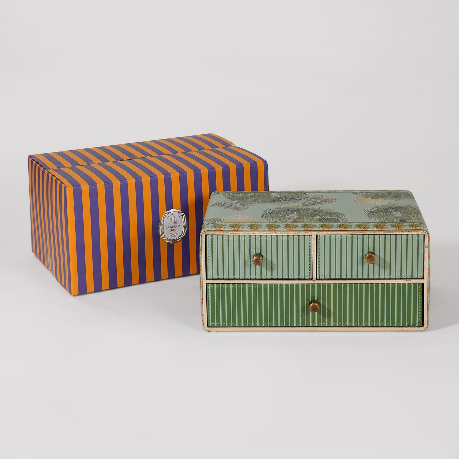Green Como Printed Faux Leather Drawer Organizer