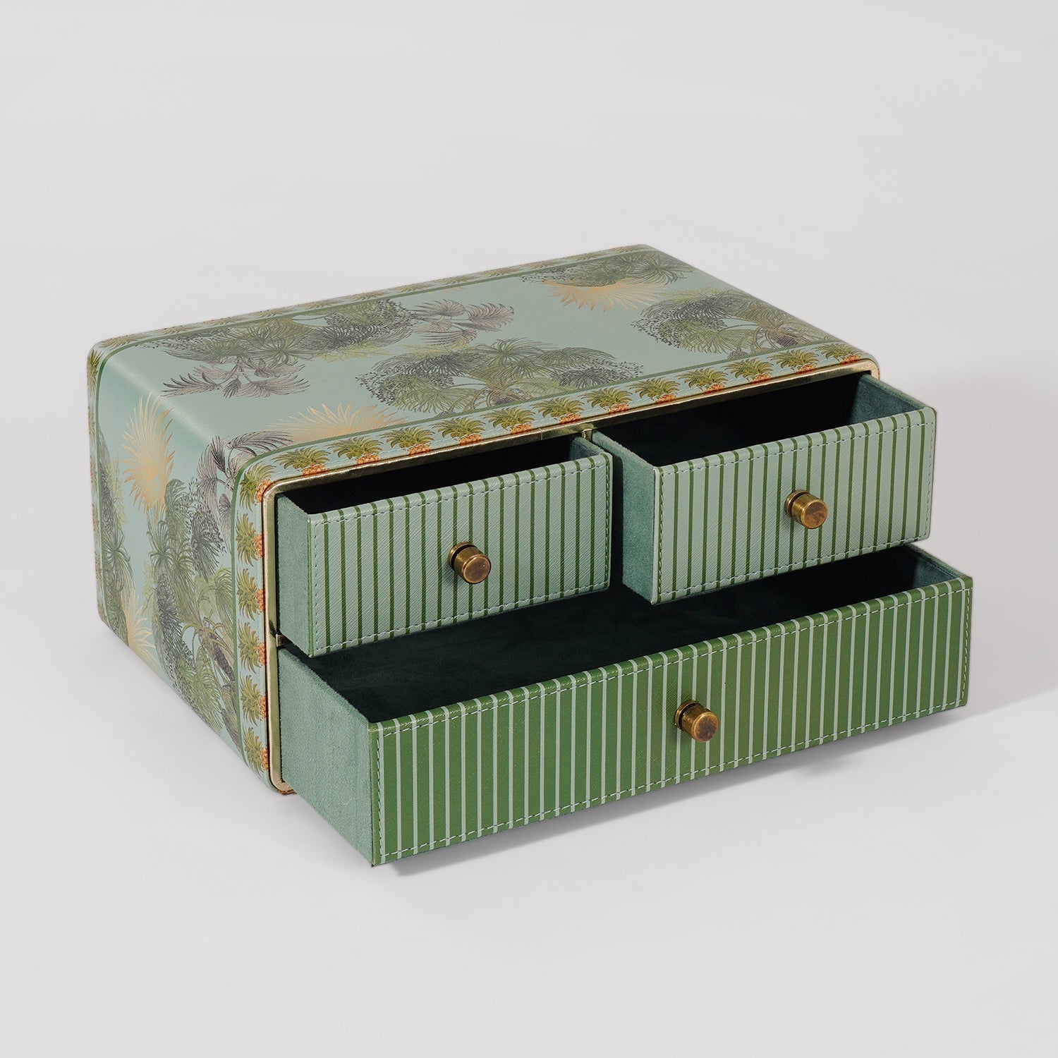 Green Como Printed Faux Leather Drawer Organizer