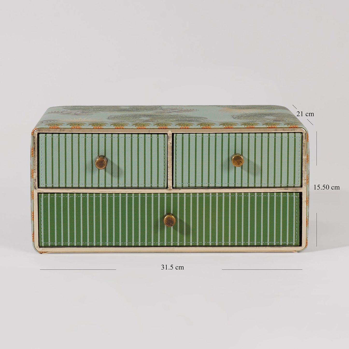 Green Como Printed Faux Leather Drawer Organizer