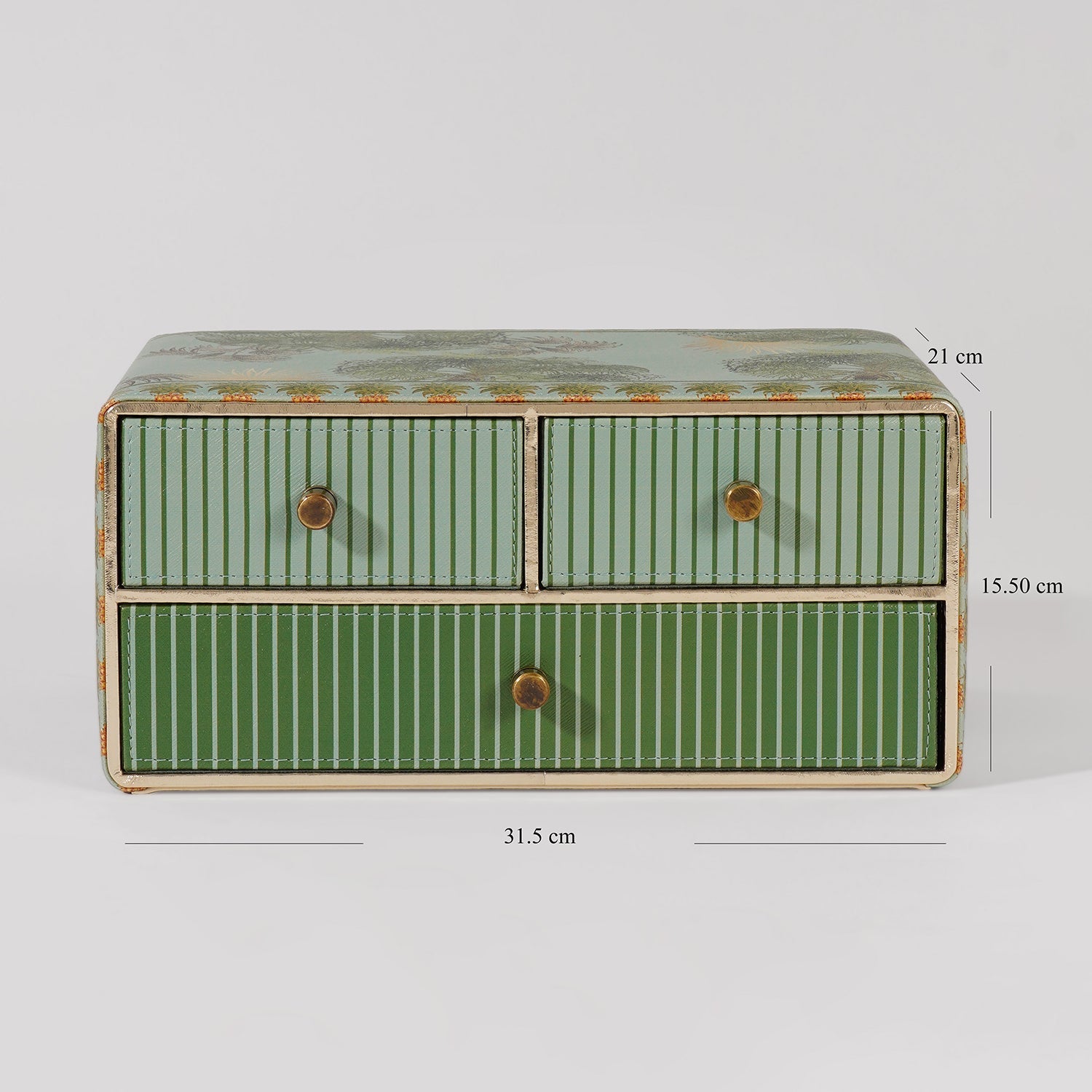 Green Como Printed Faux Leather Drawer Organizer