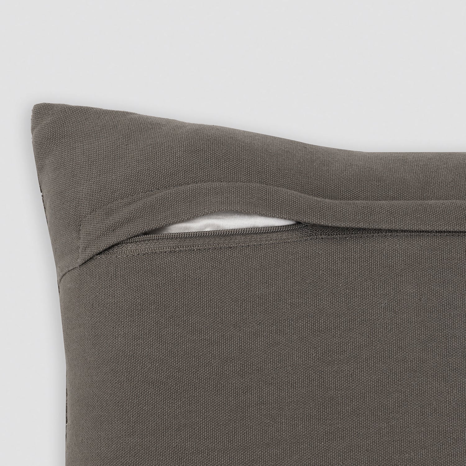 Brown Off White Embroidered Square Cushion Cover