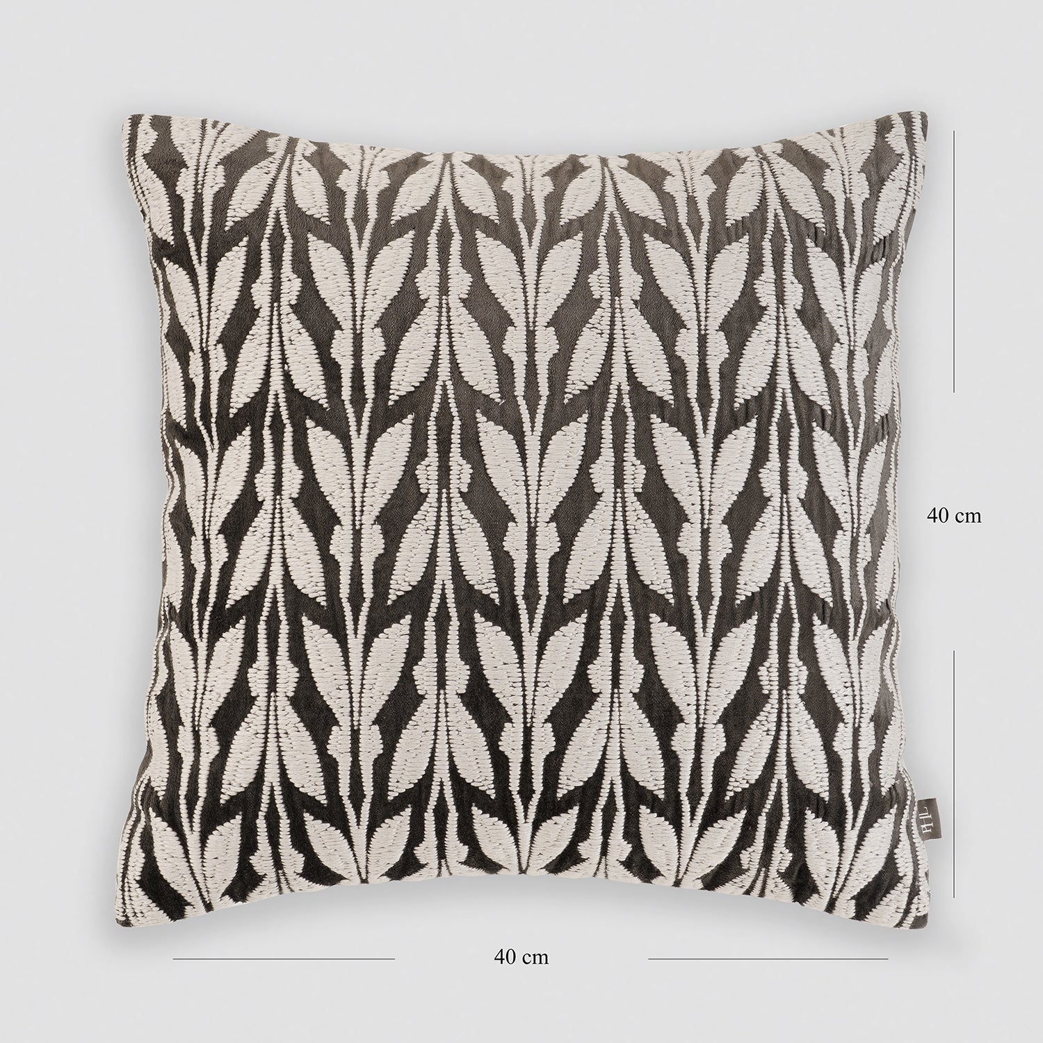 Brown Off White Embroidered Square Cushion Cover