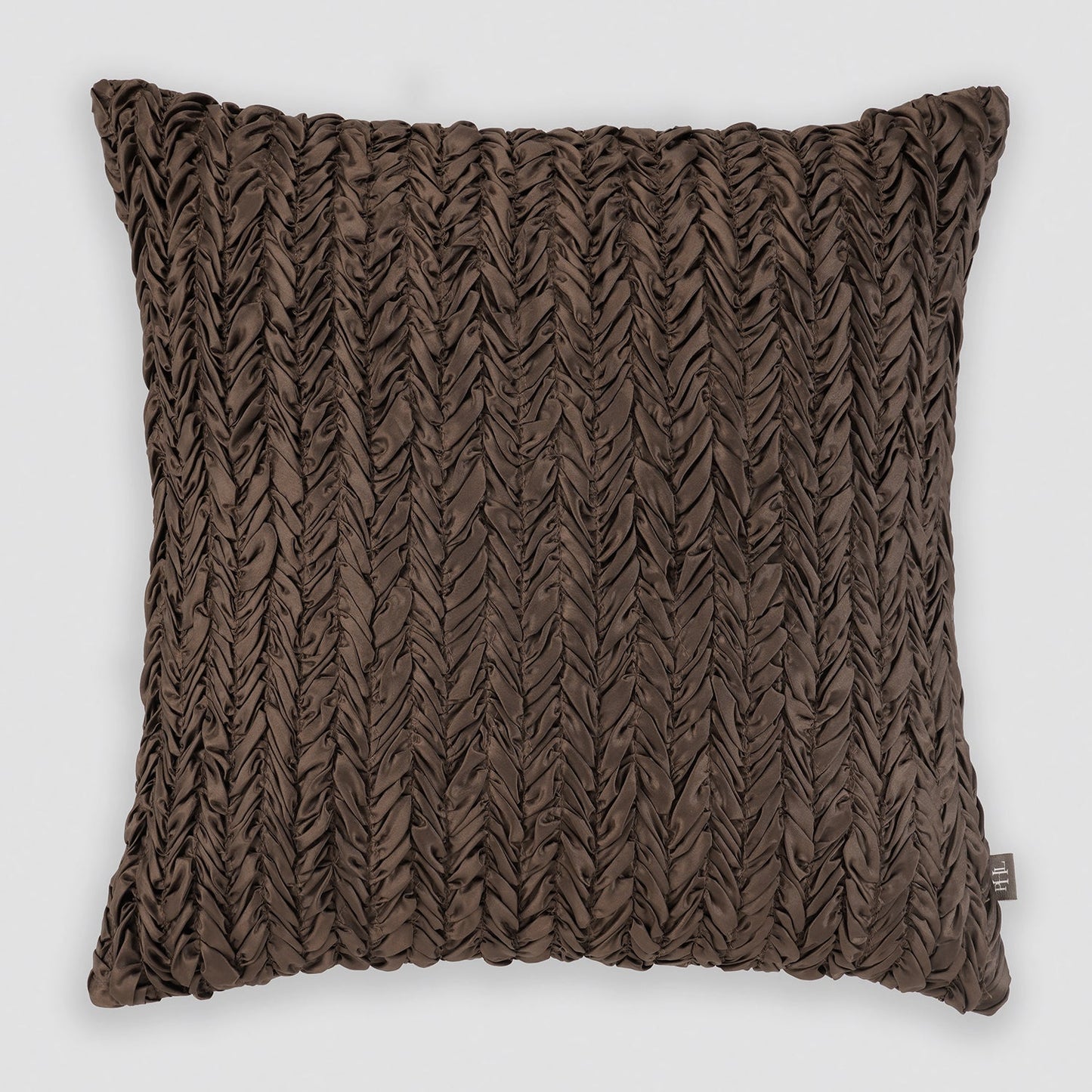 Brown Ruched Square Cushion Cover