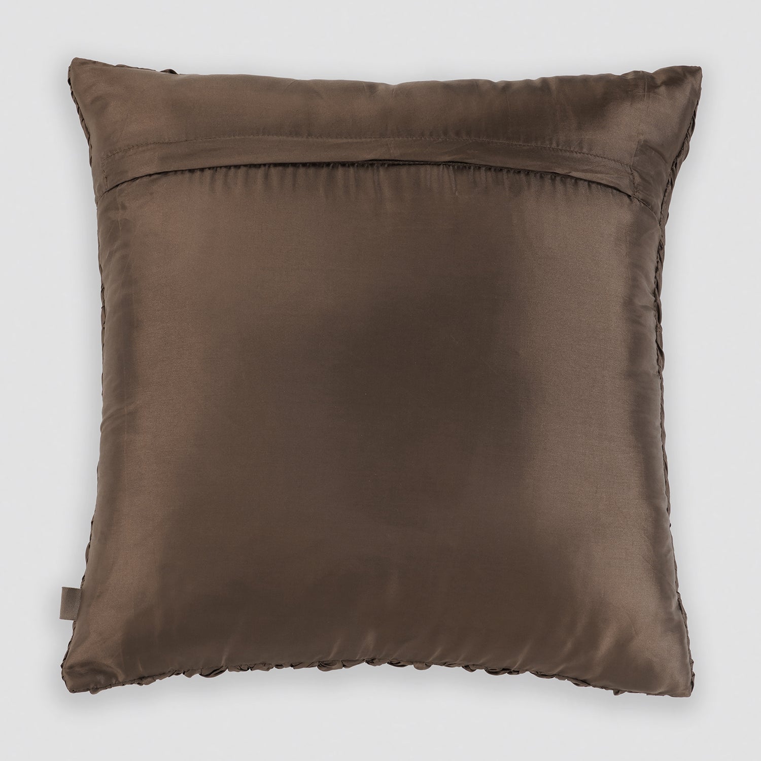 Brown Ruched Square Cushion Cover