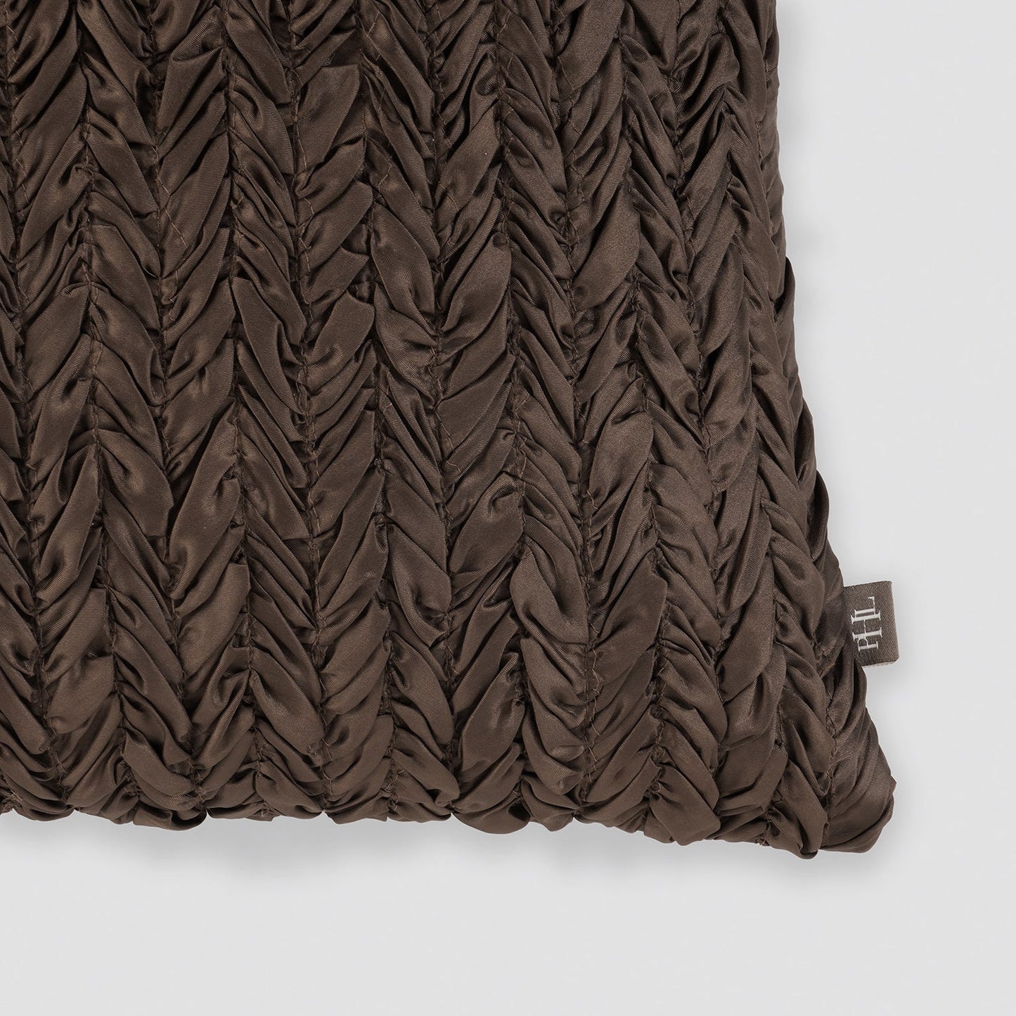 Brown Ruched Square Cushion Cover