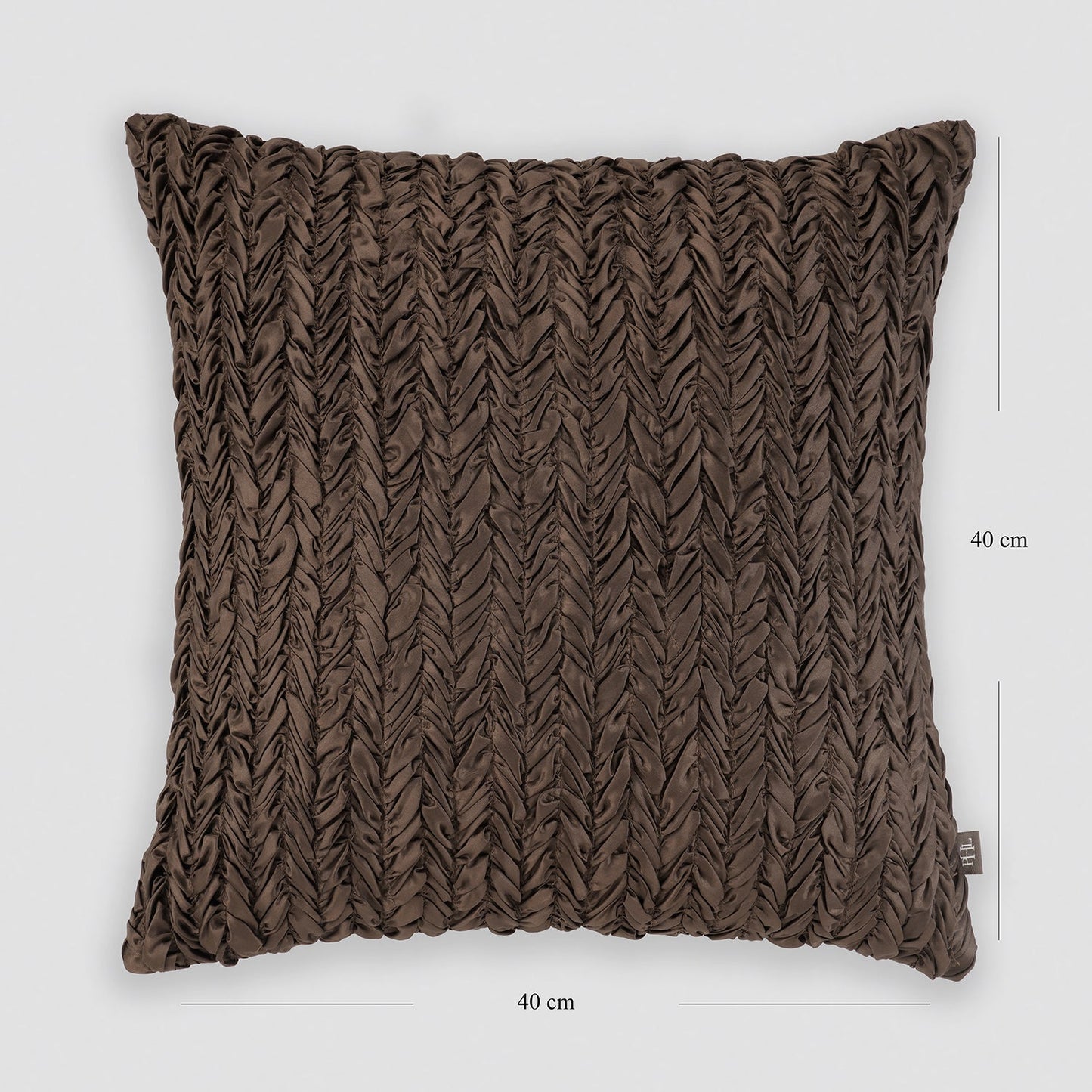 Brown Ruched Square Cushion Cover