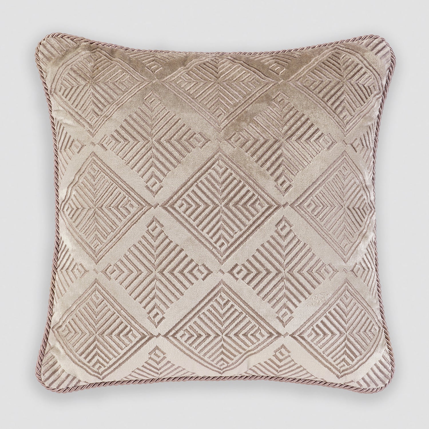 Beige Geometric Embroidered Cushion Cover