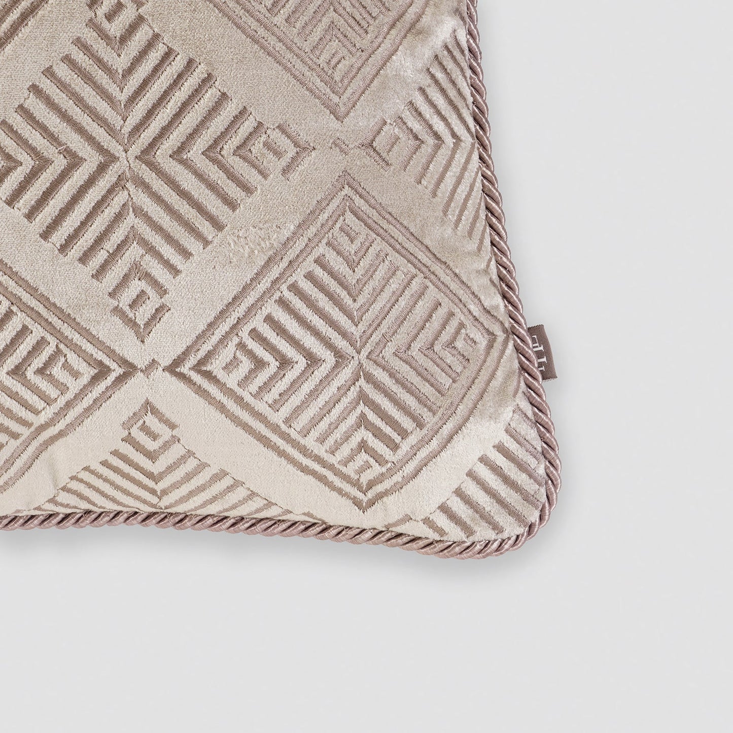 Beige Geometric Embroidered Cushion Cover