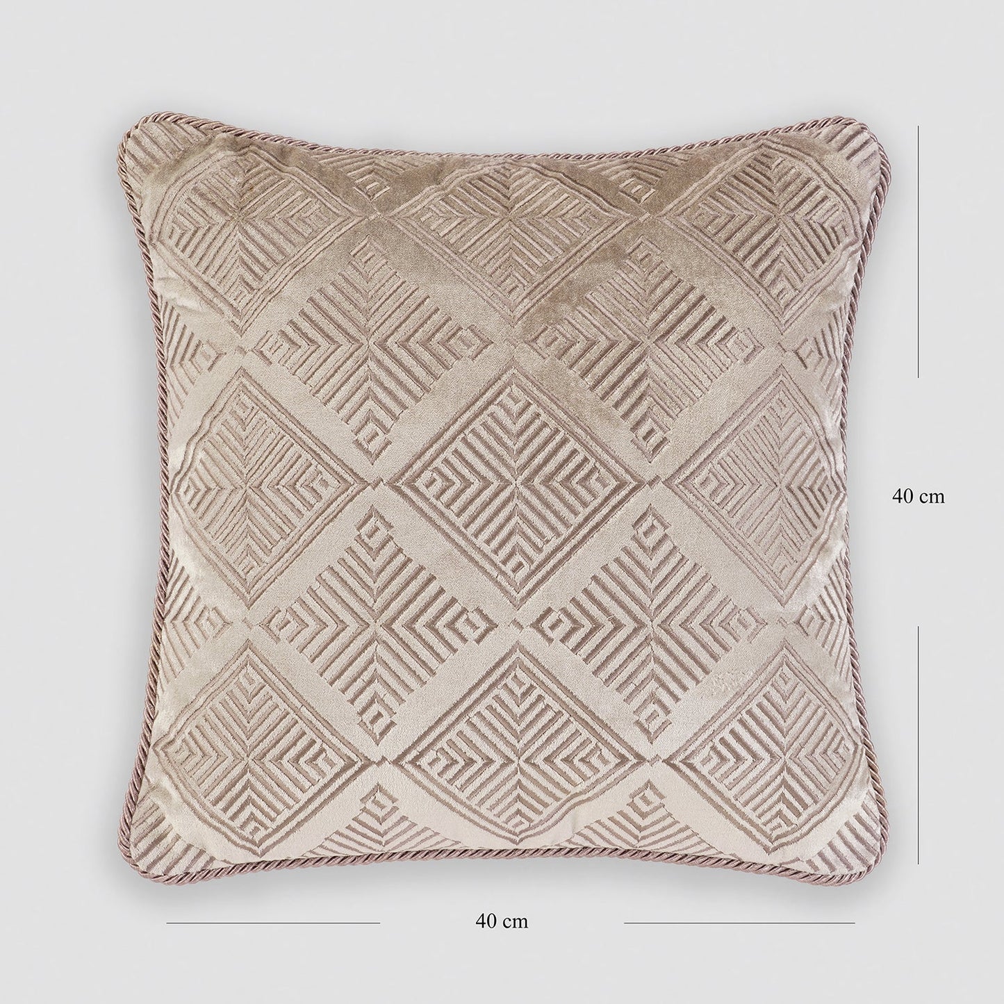 Beige Geometric Embroidered Cushion Cover