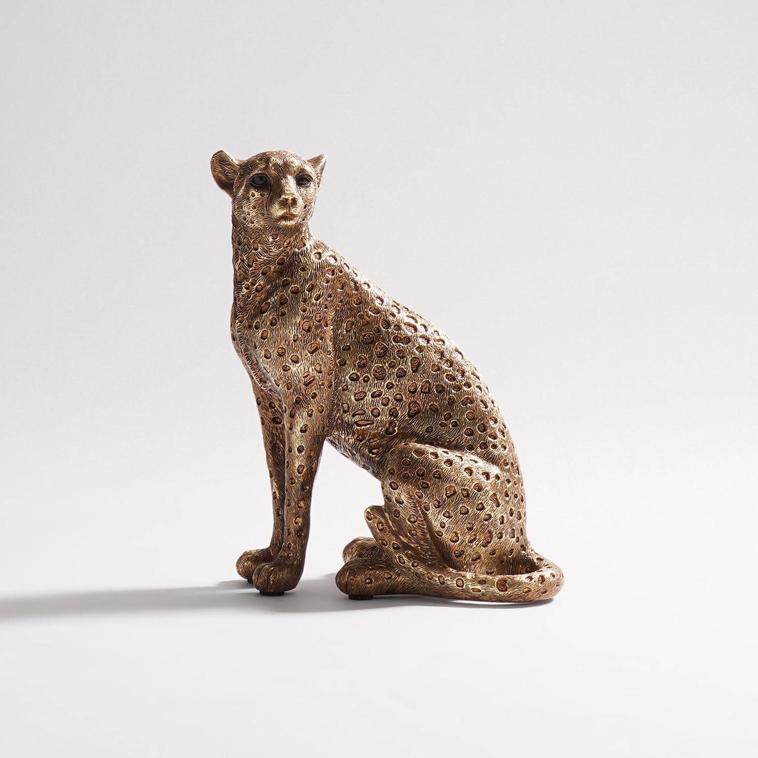 Gold Polyresin Sitting Cheetah