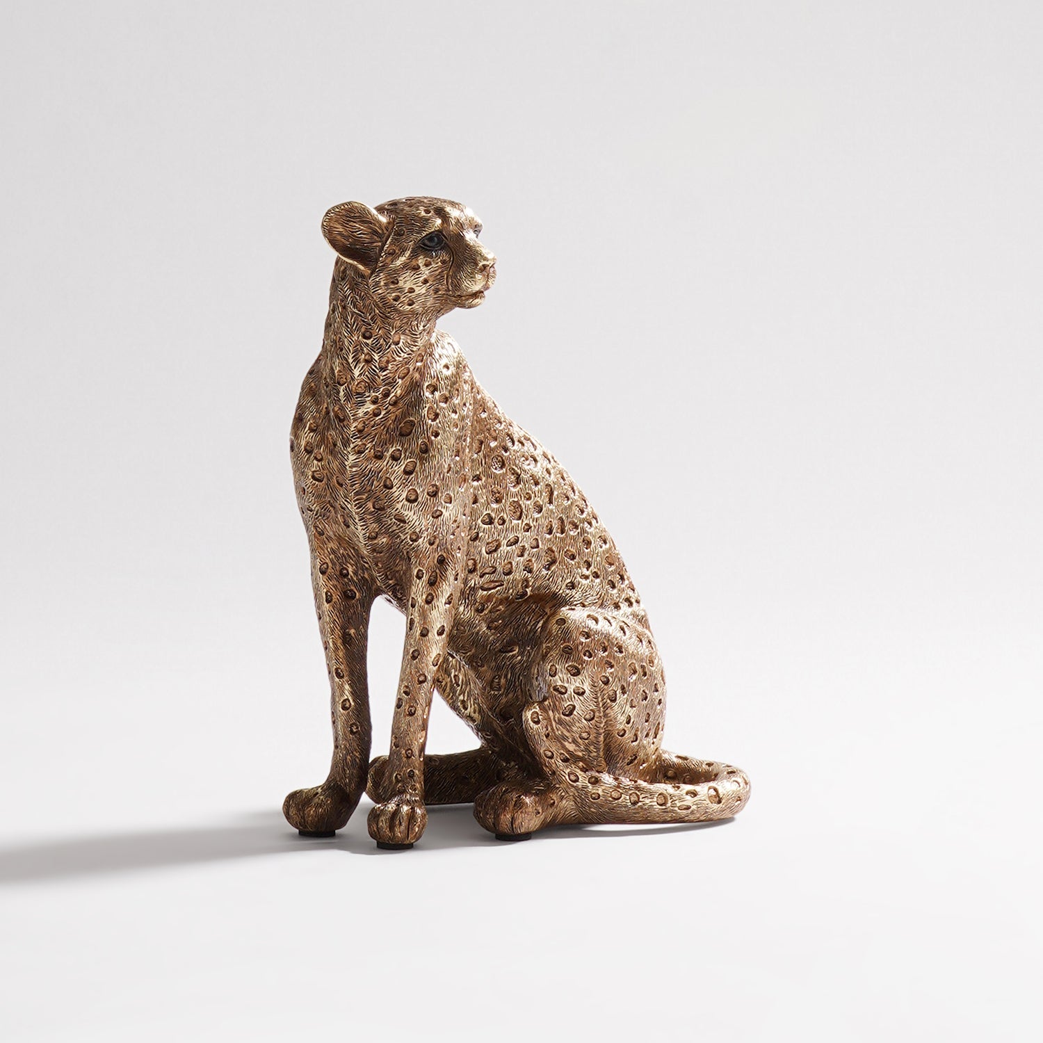 Gold Polyresin Sitting Cheetah