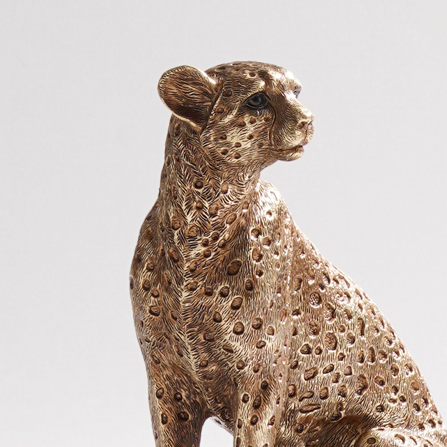 Gold Polyresin Sitting Cheetah