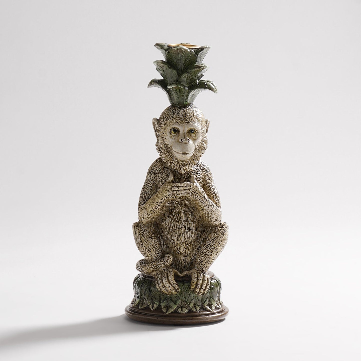 Grey Green Polyresin Monkey Candle Holder