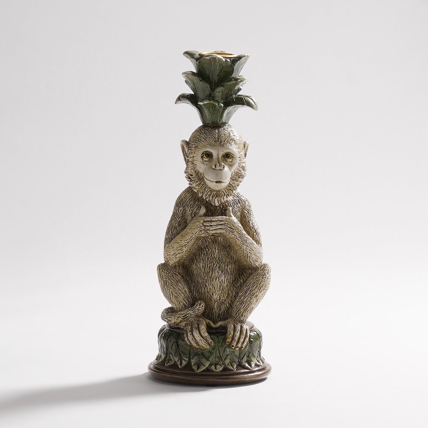 Grey Green Polyresin Monkey Candle Holder