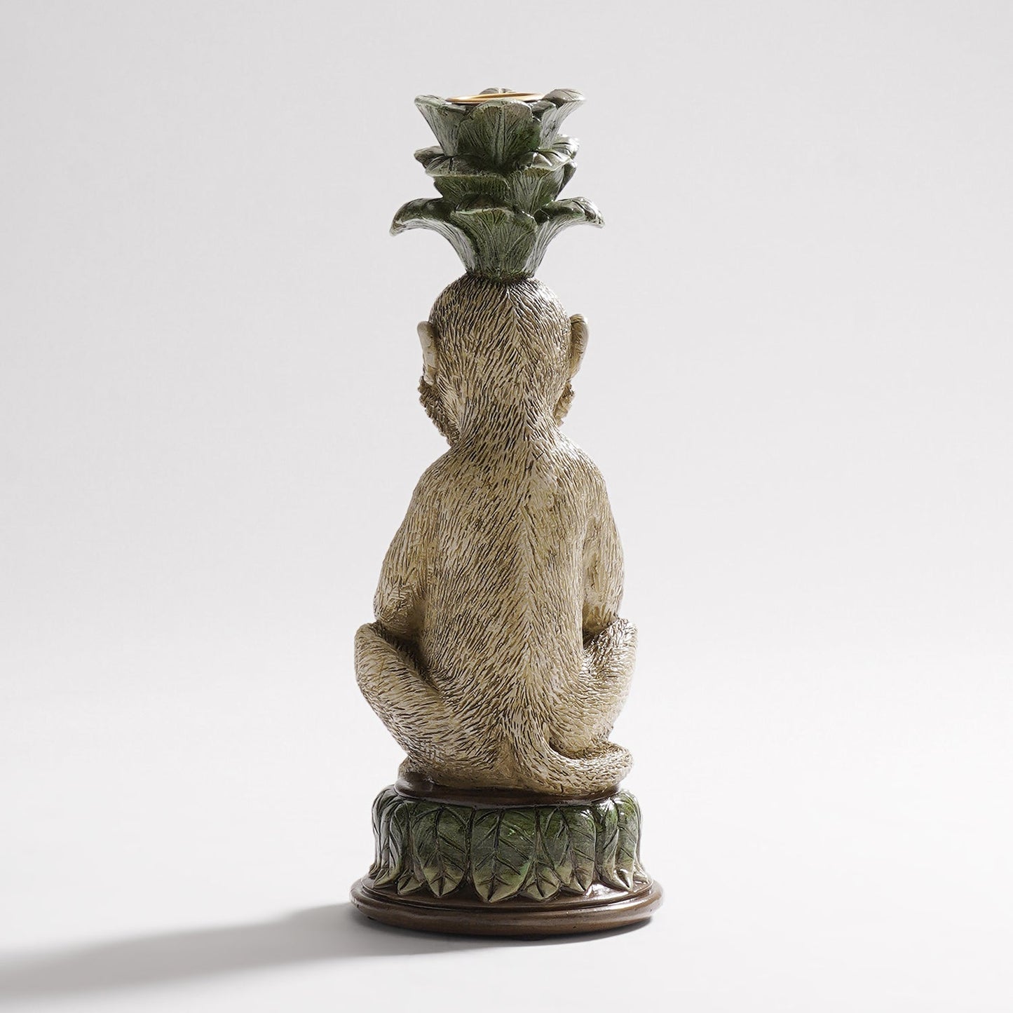 Grey Green Polyresin Monkey Candle Holder
