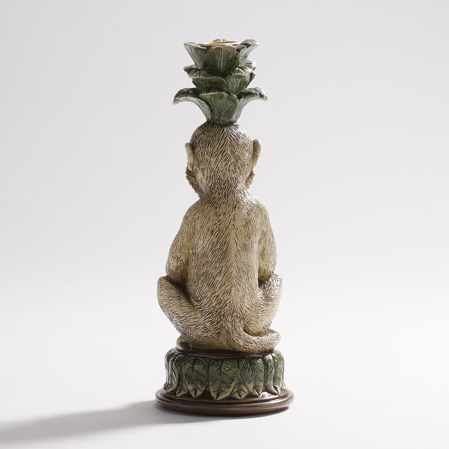 Grey Green Polyresin Monkey Candle Holder