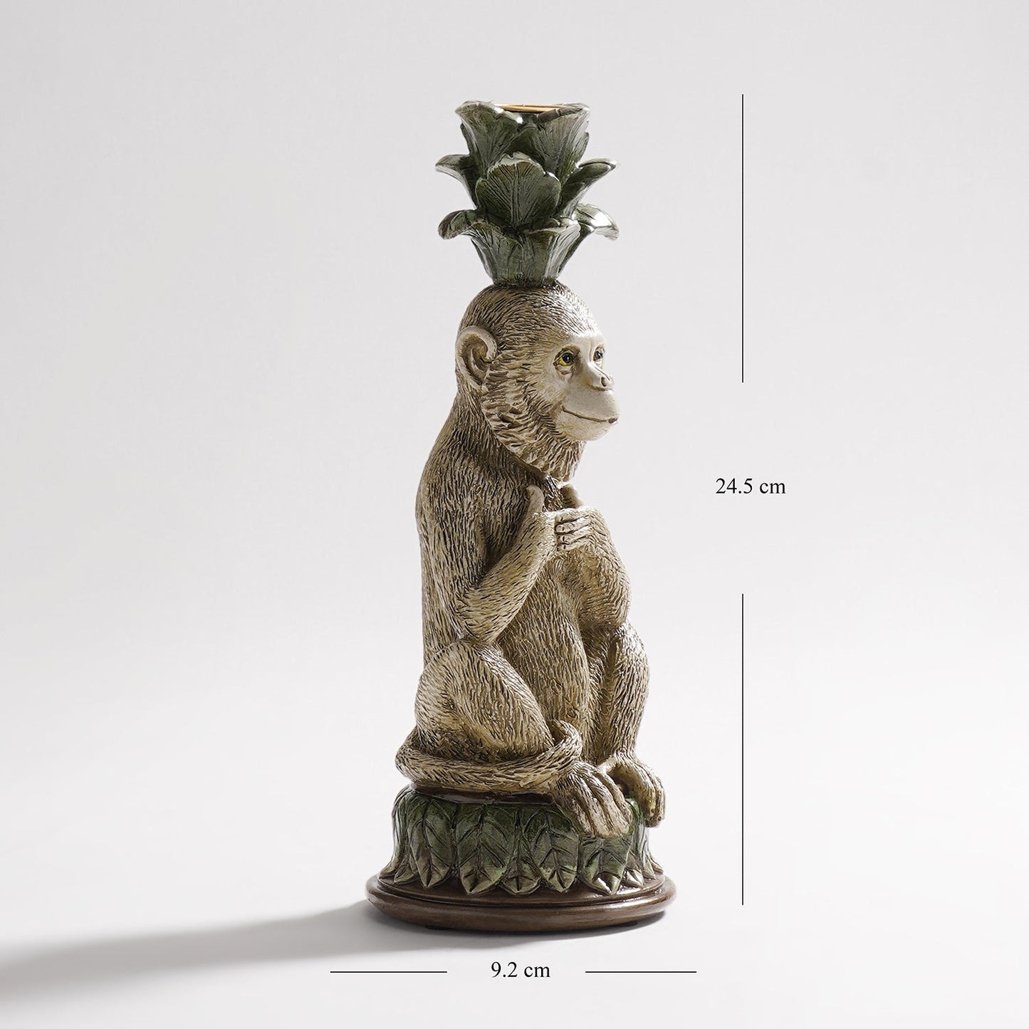 Grey Green Polyresin Monkey Candle Holder