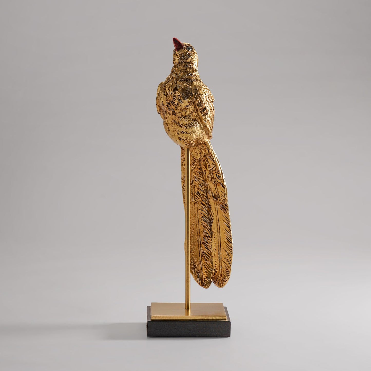 Gold Polyresin Bird Figurine with Stand