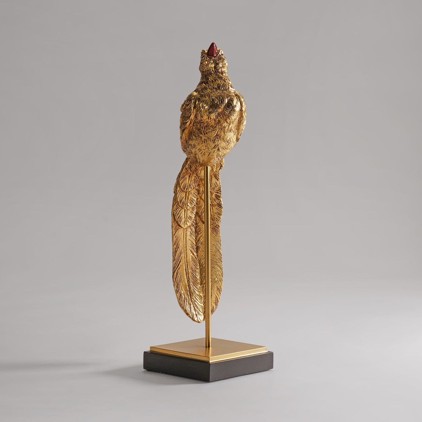 Gold Polyresin Bird Figurine with Stand