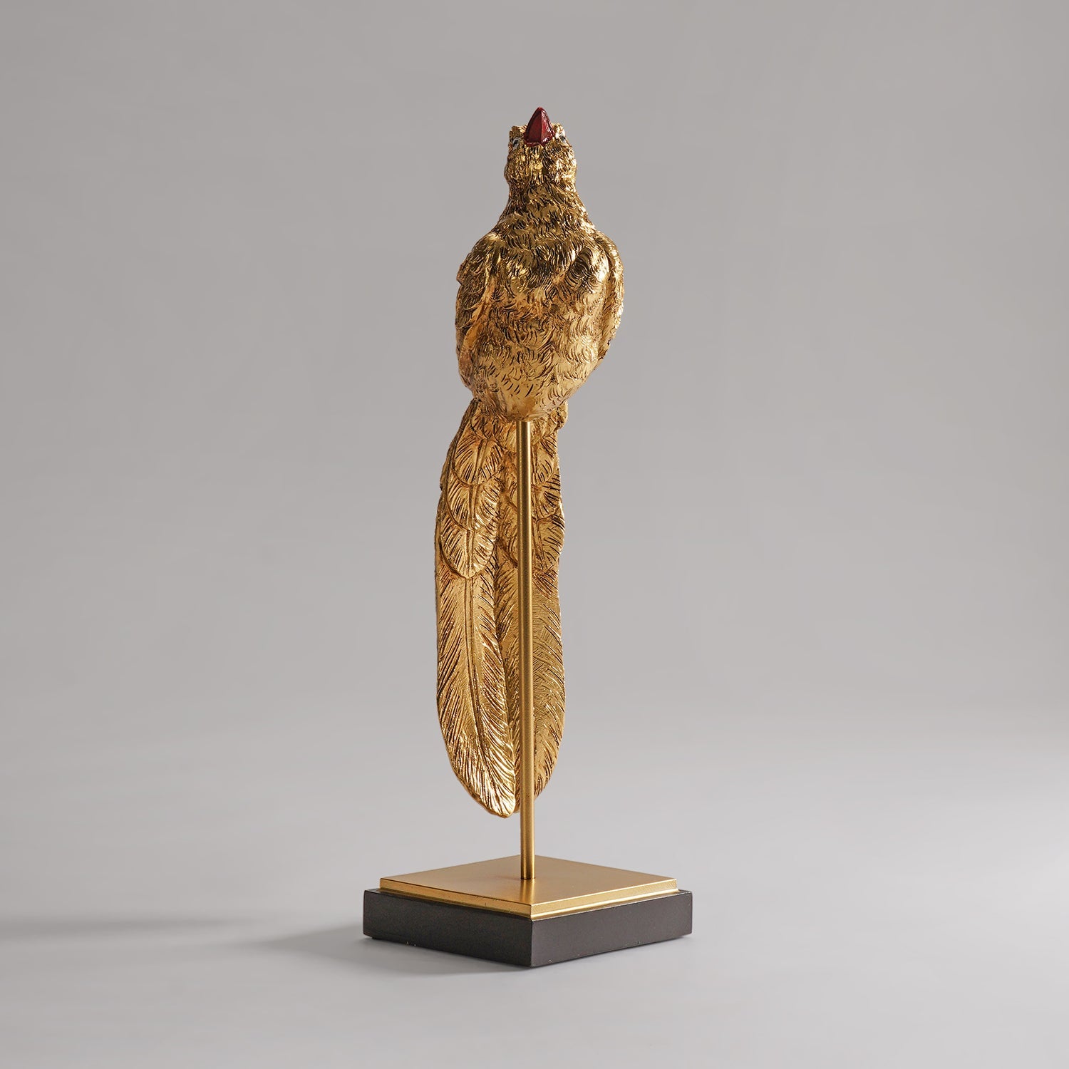 Gold Polyresin Bird Figurine with Stand