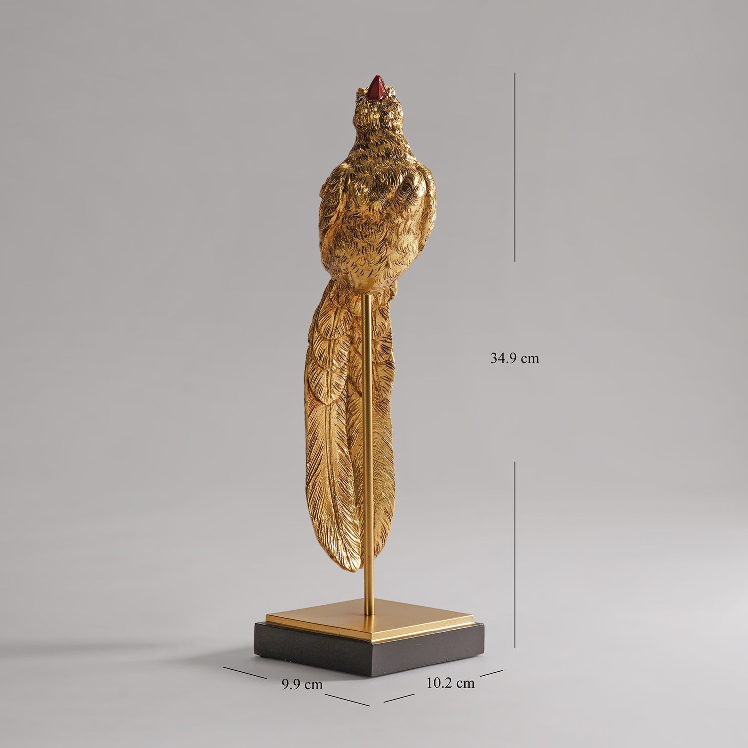 Gold Polyresin Bird Figurine with Stand