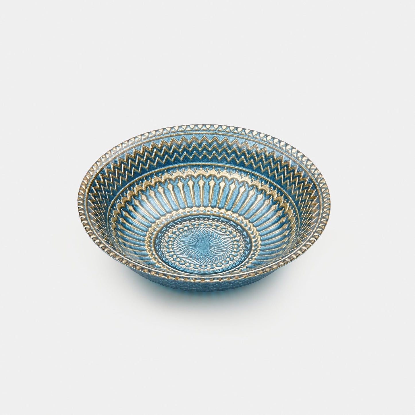 Set of 2 Blue Embellished Small Glass Bowls
