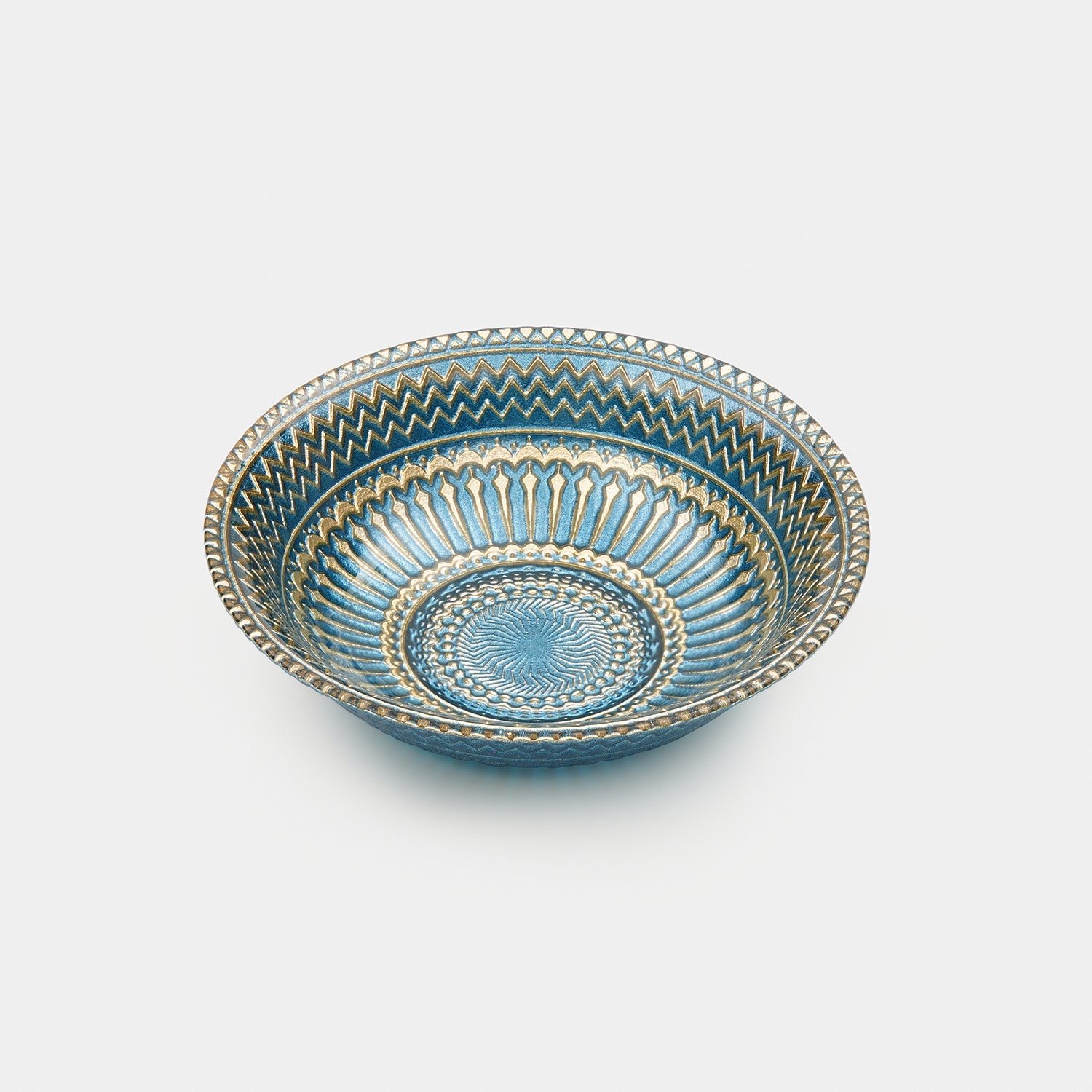 Set of 2 Blue Embellished Small Glass Bowls