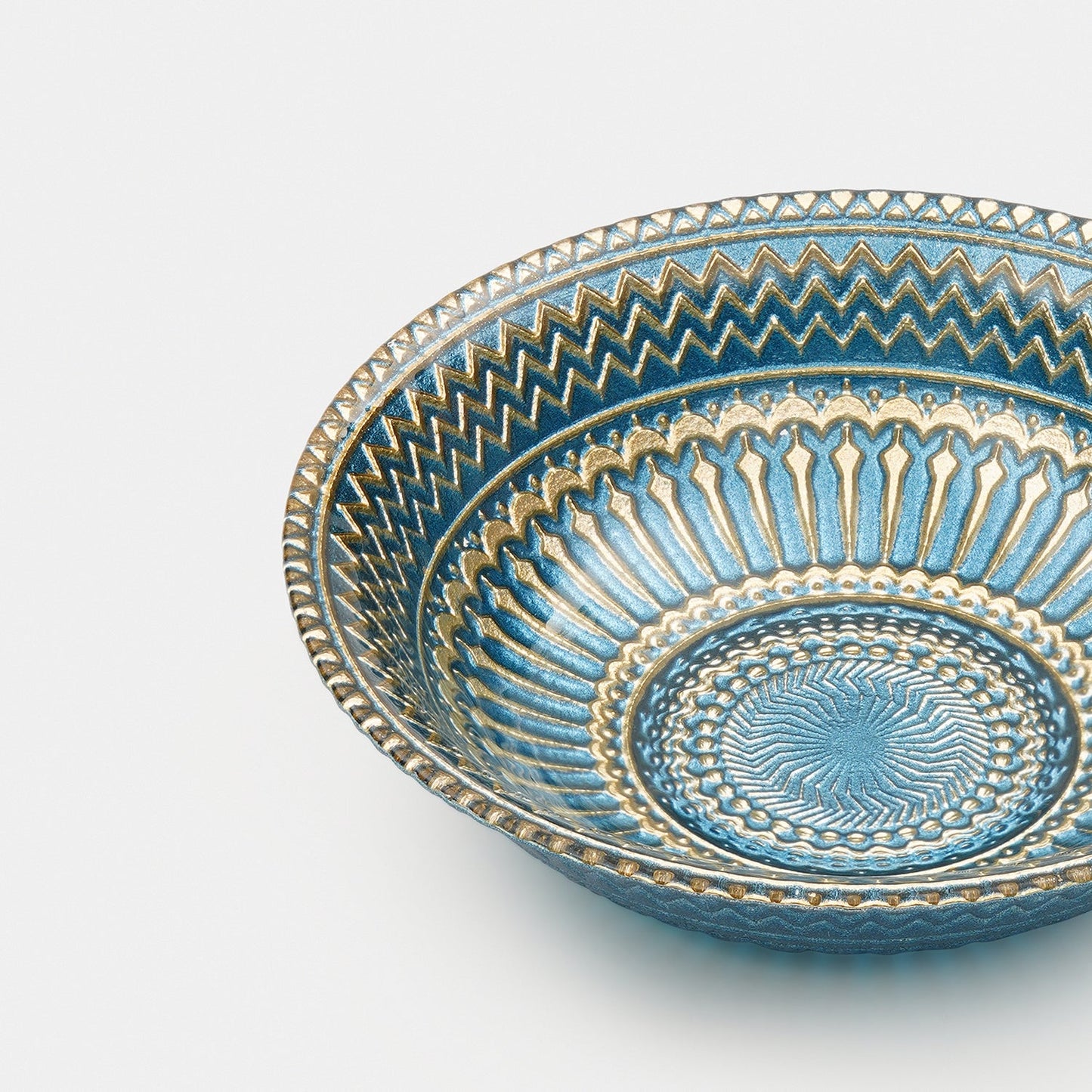 Set of 2 Blue Embellished Small Glass Bowls