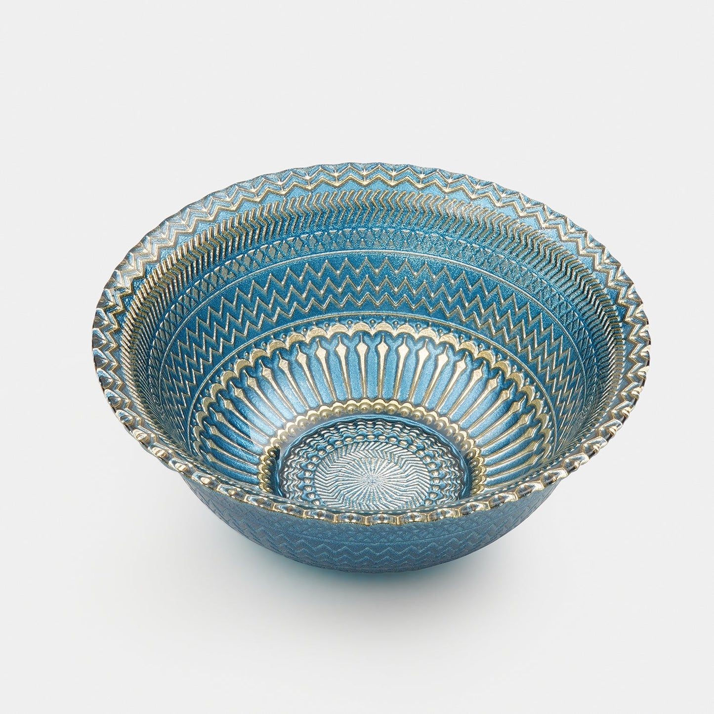 Set of 2 Blue Embellished Glass Side Bowls