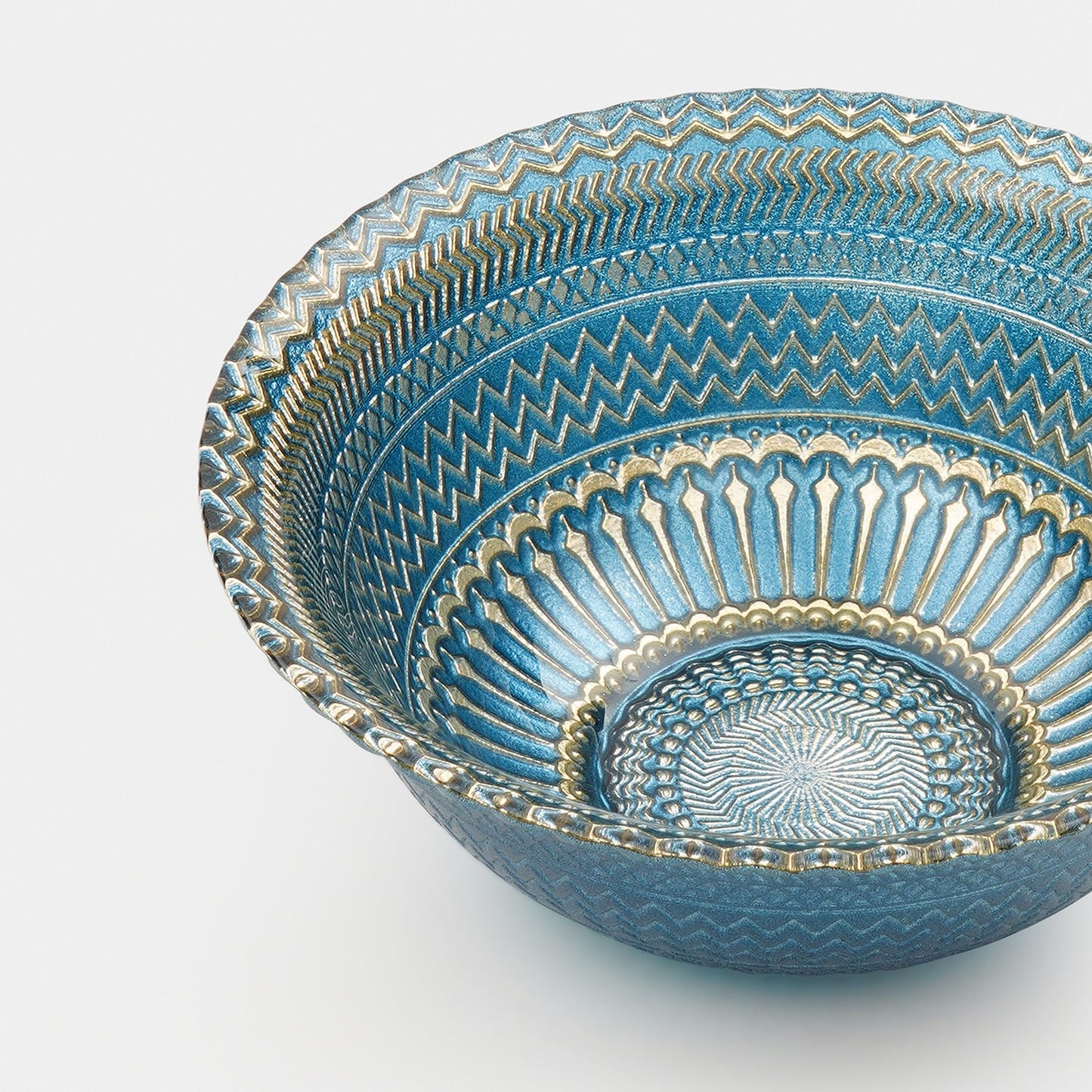 Set of 2 Blue Embellished Glass Side Bowls