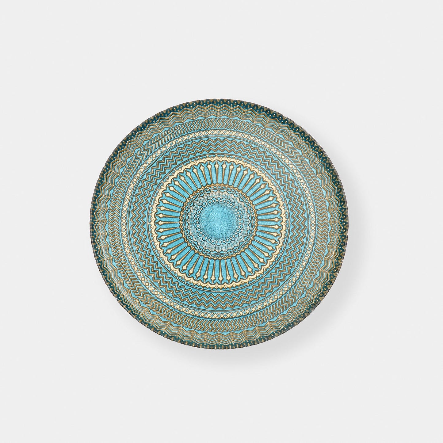 Set of 2 Blue Embellished Glass Dessert Plates