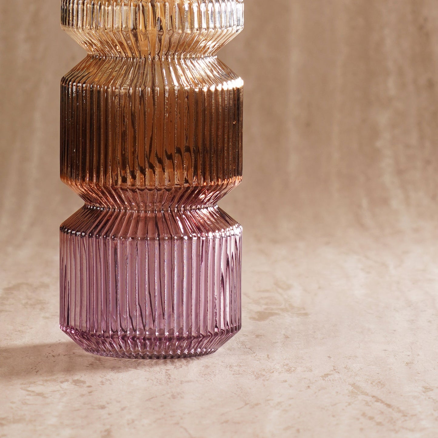 Ambet 3 Tone Geometric Ribbed Glass Vase