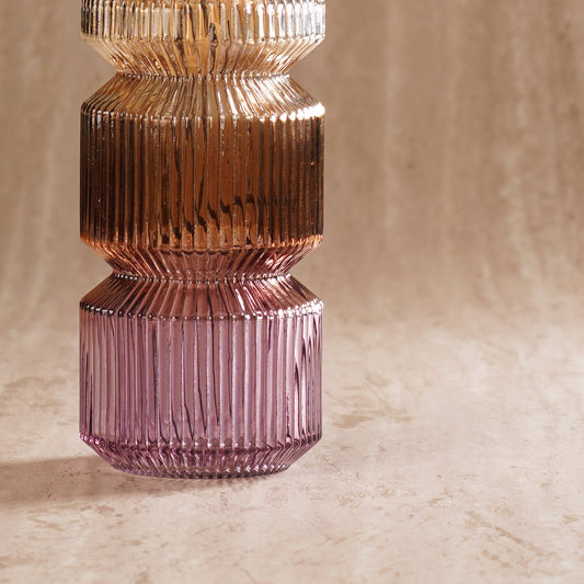 Ambet 3 Tone Geometric Ribbed Glass Vase