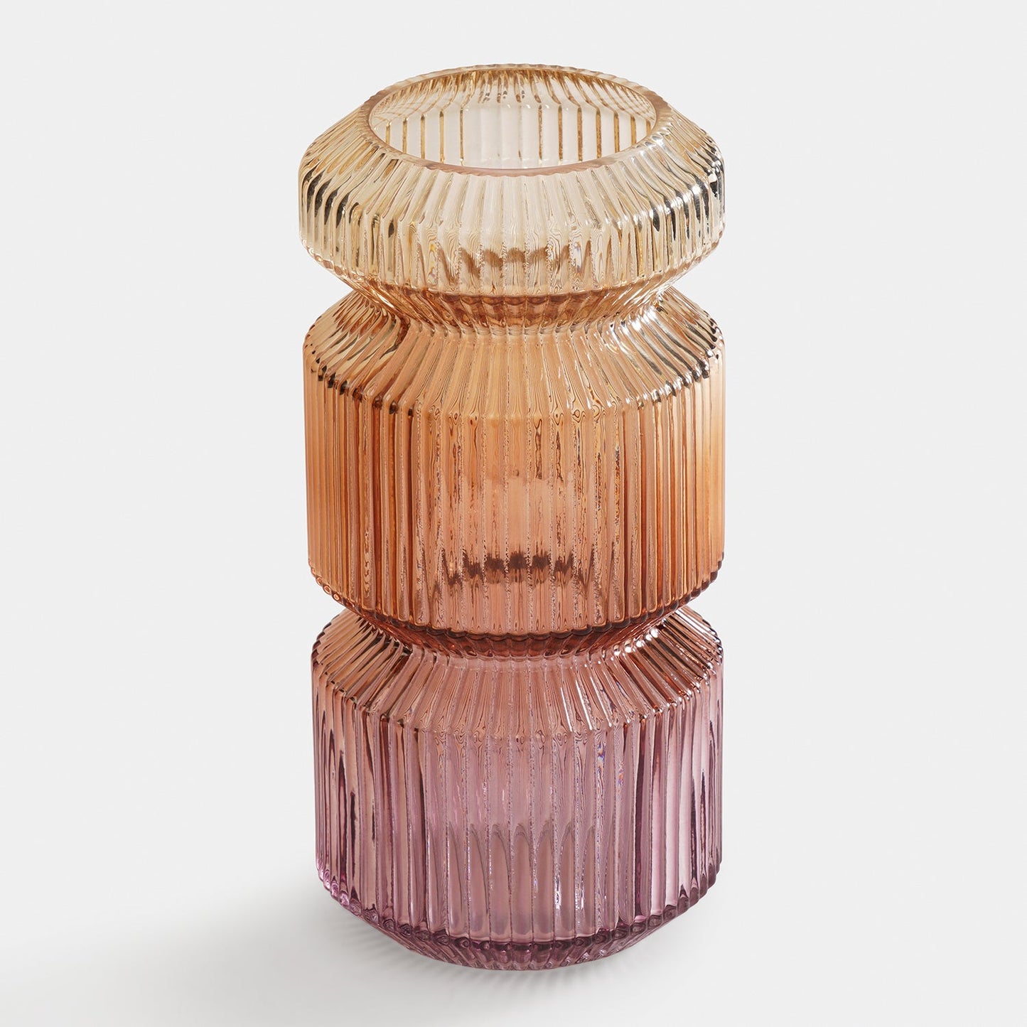 Ambet 3 Tone Geometric Ribbed Glass Vase