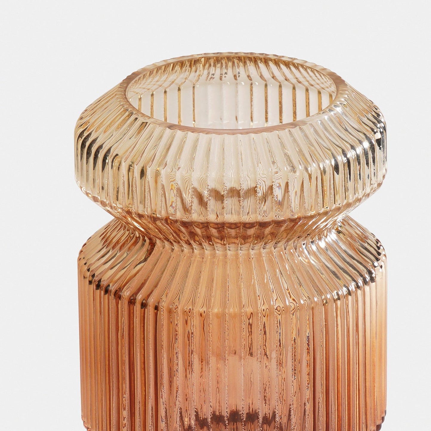 Ambet 3 Tone Geometric Ribbed Glass Vase