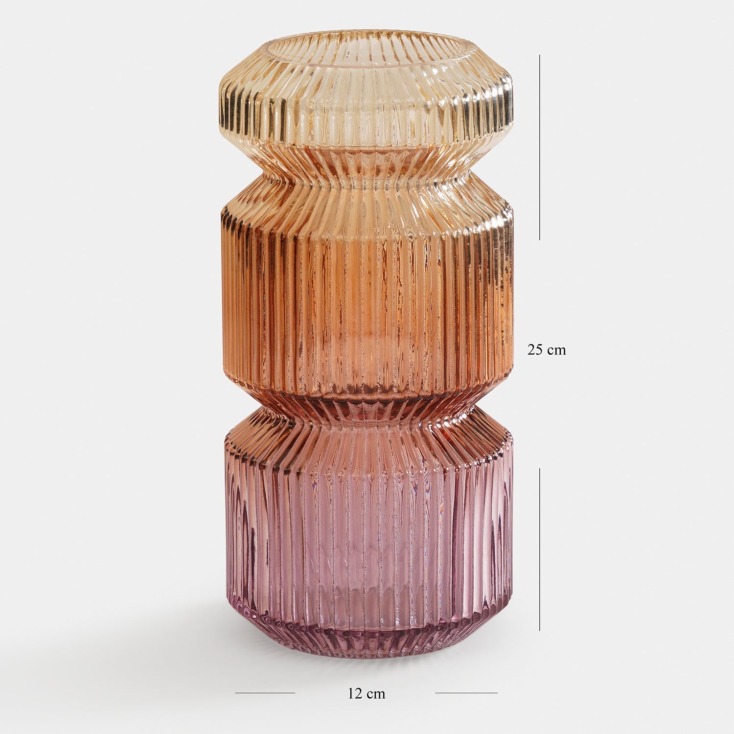 Ambet 3 Tone Geometric Ribbed Glass Vase