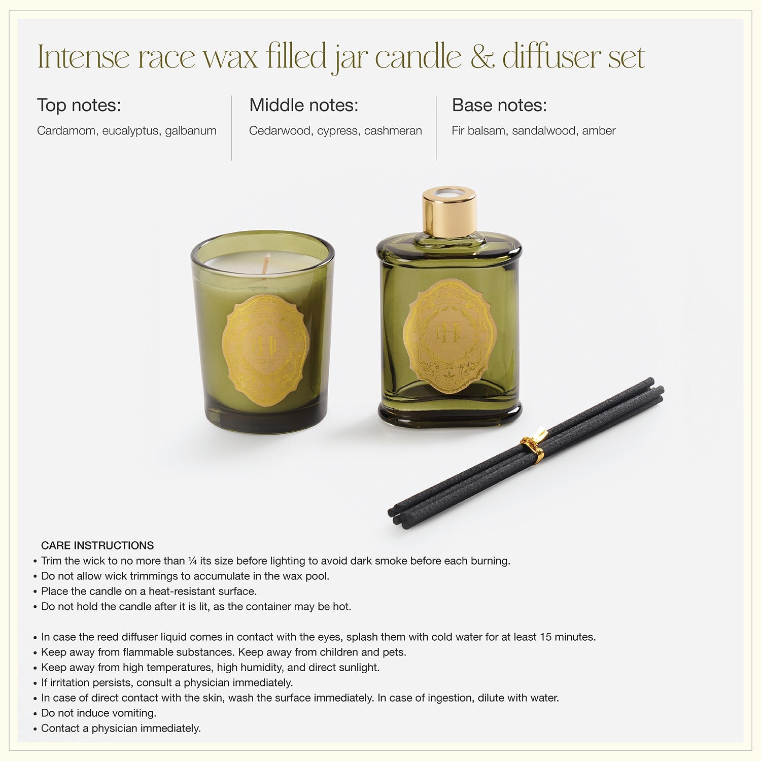 Intense Race Wax Filled Jar Candle & Diffuser set