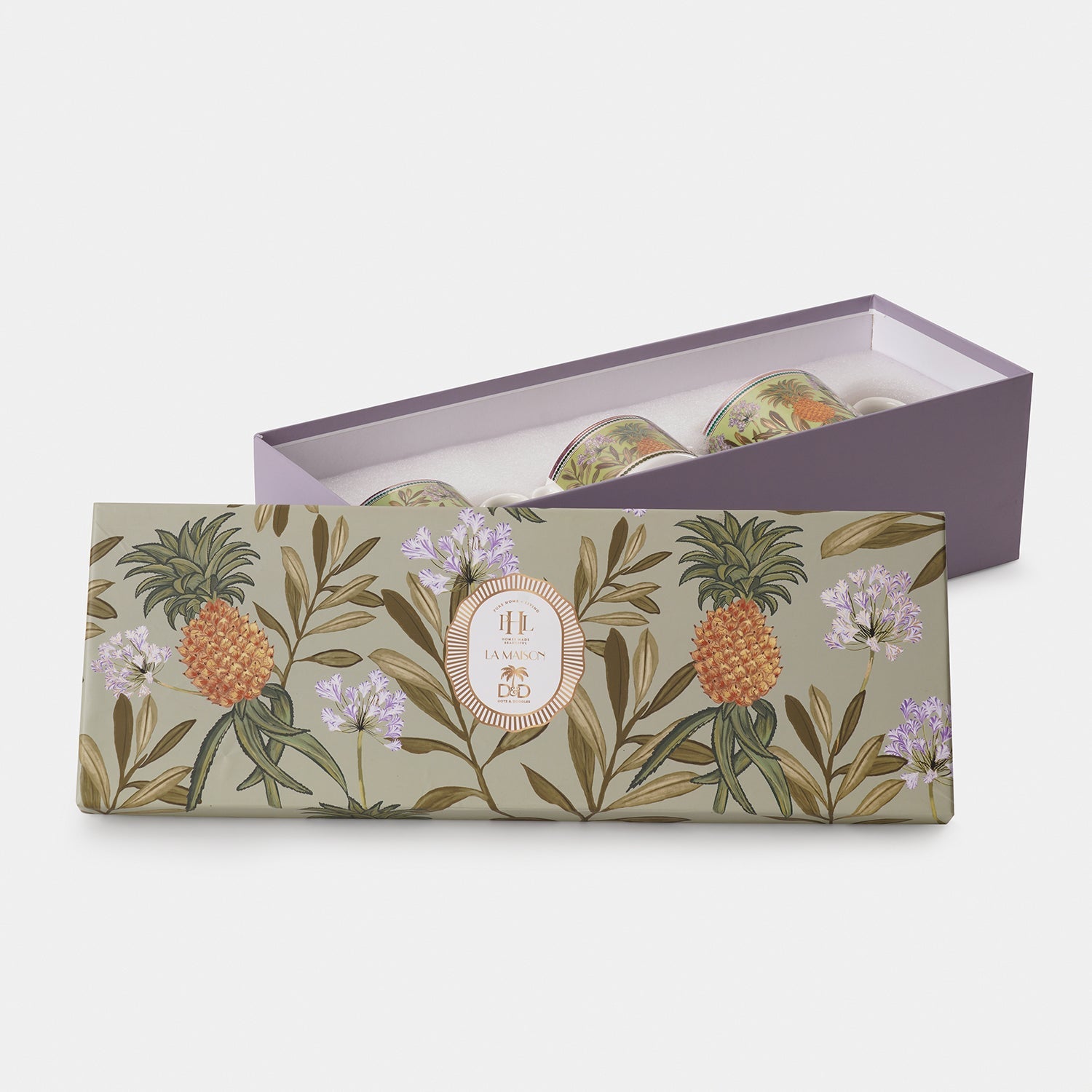 Set of 3 Green Pineapple Print Tea Set