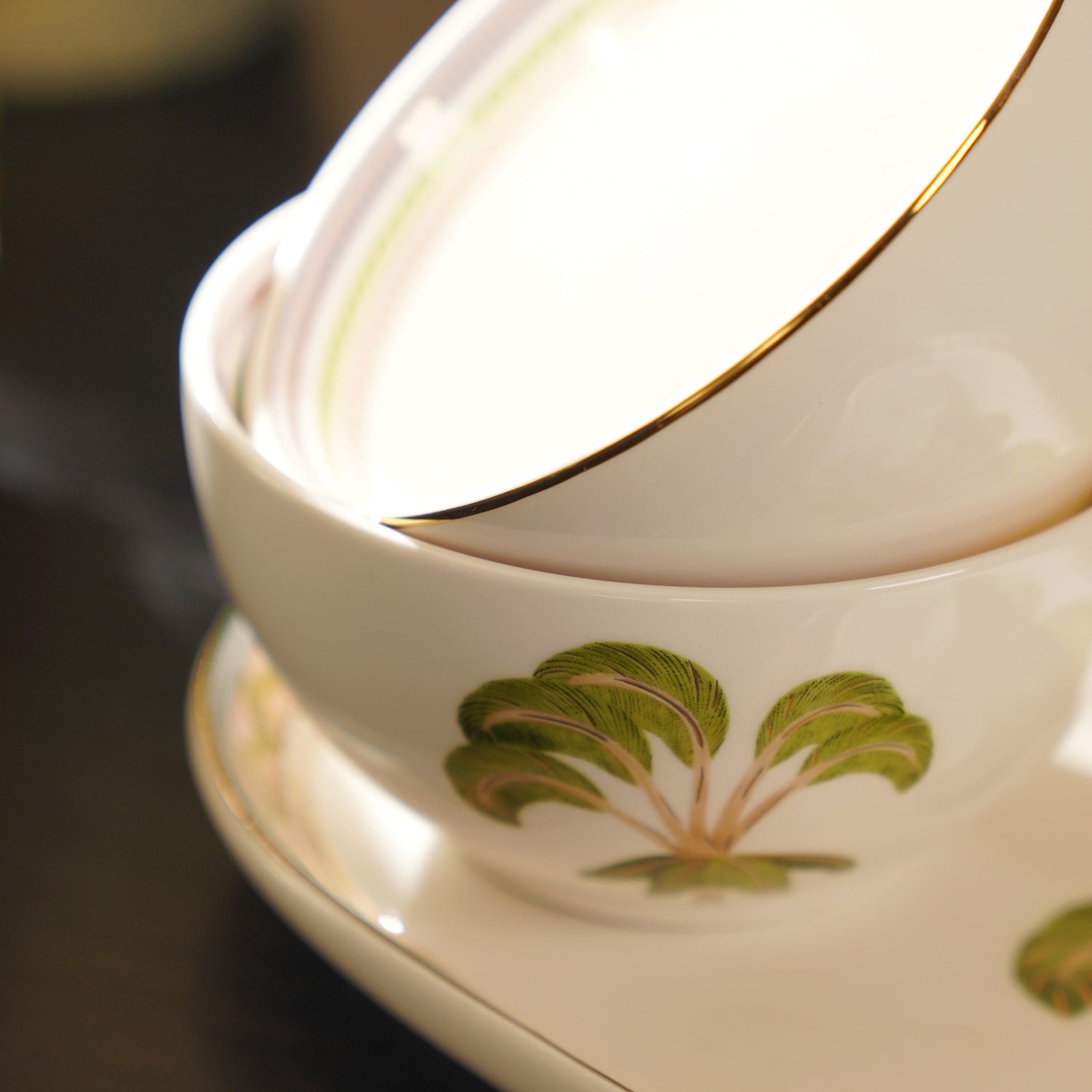 Set of 3 Green Solen Print Platter & Bowls