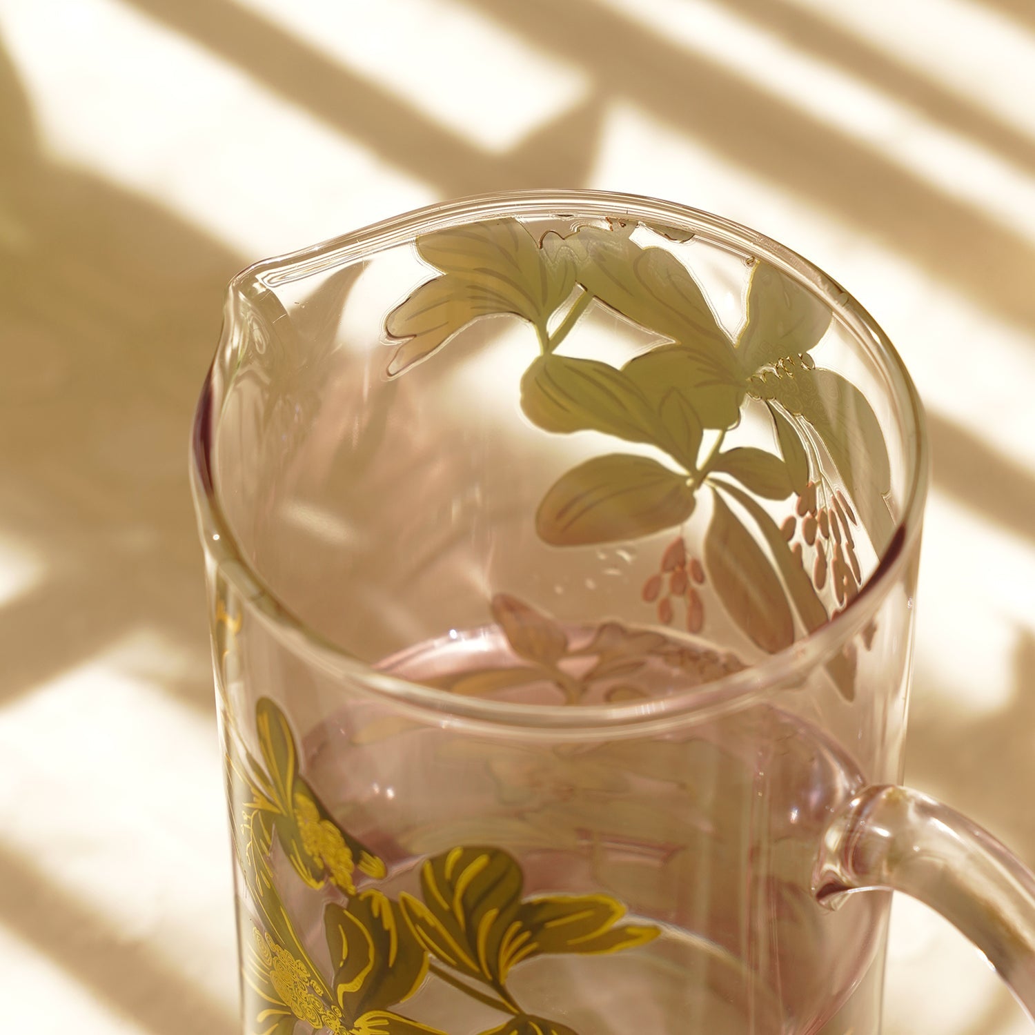 Old Rose Floral Glass Jug