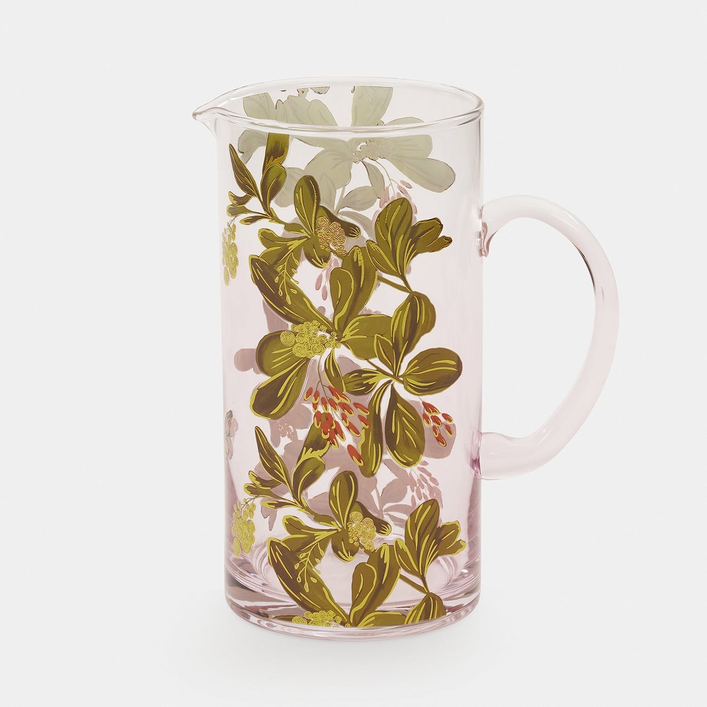 Old Rose Floral Glass Jug
