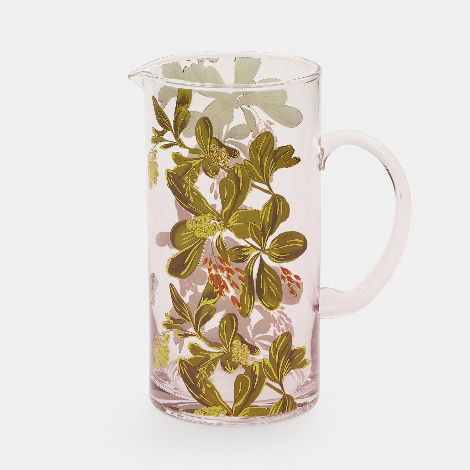 Old Rose Floral Glass Jug