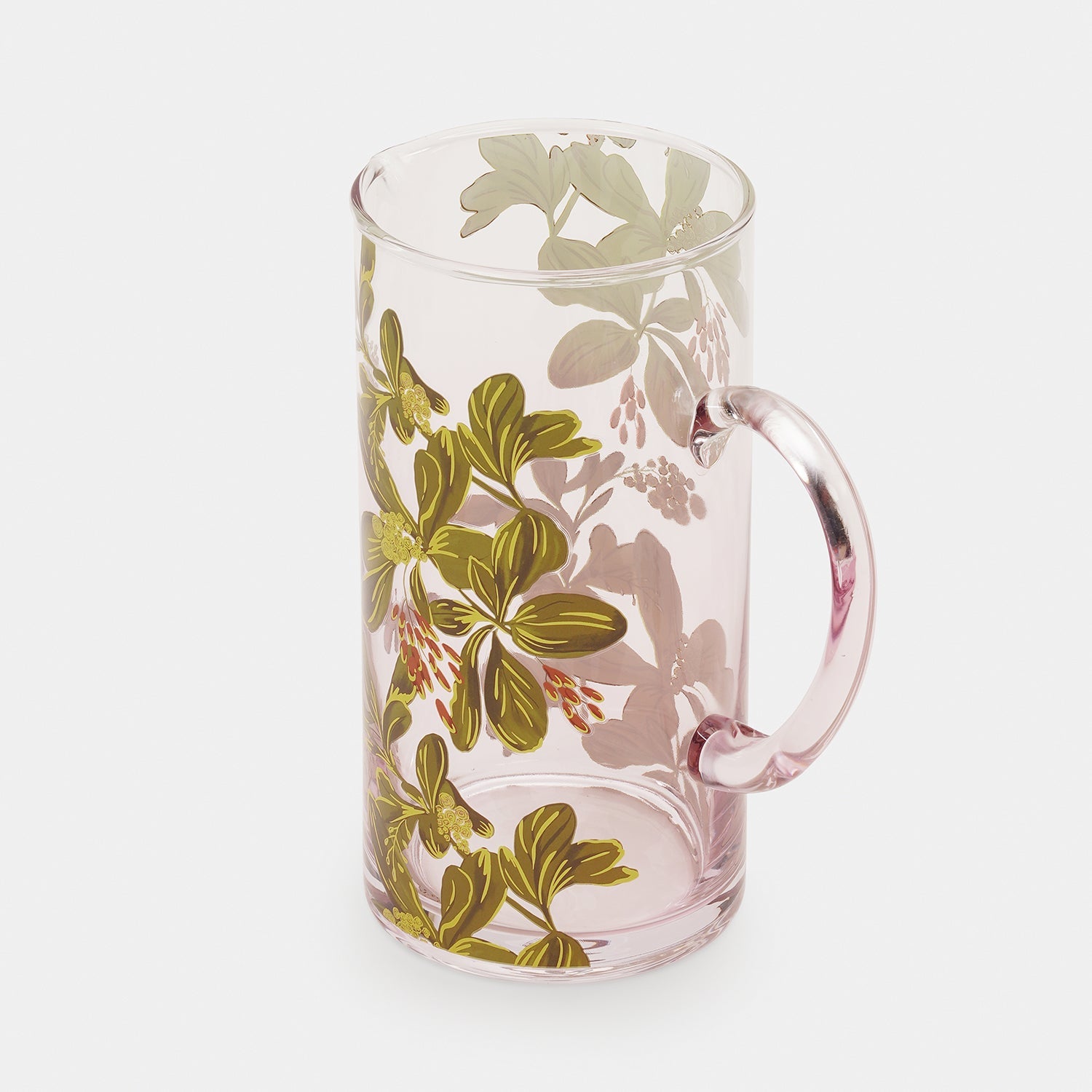 Old Rose Floral Glass Jug
