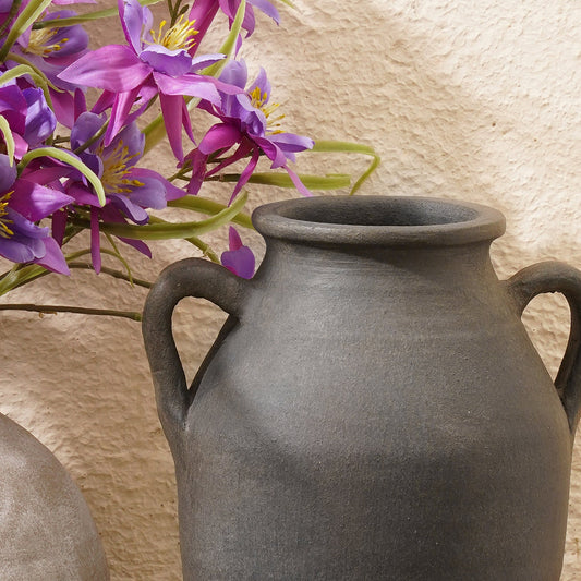 Charcoal Grey Terracotta Earthen Vase