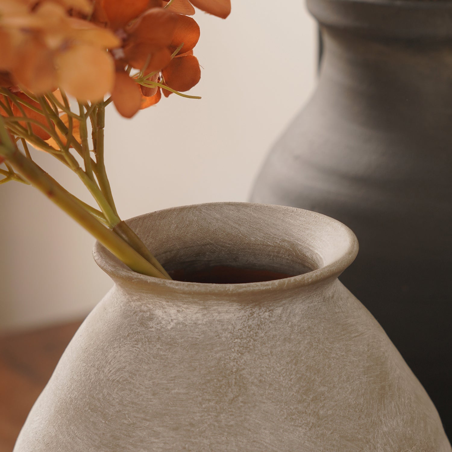 Grey Textured Terracotta Vase