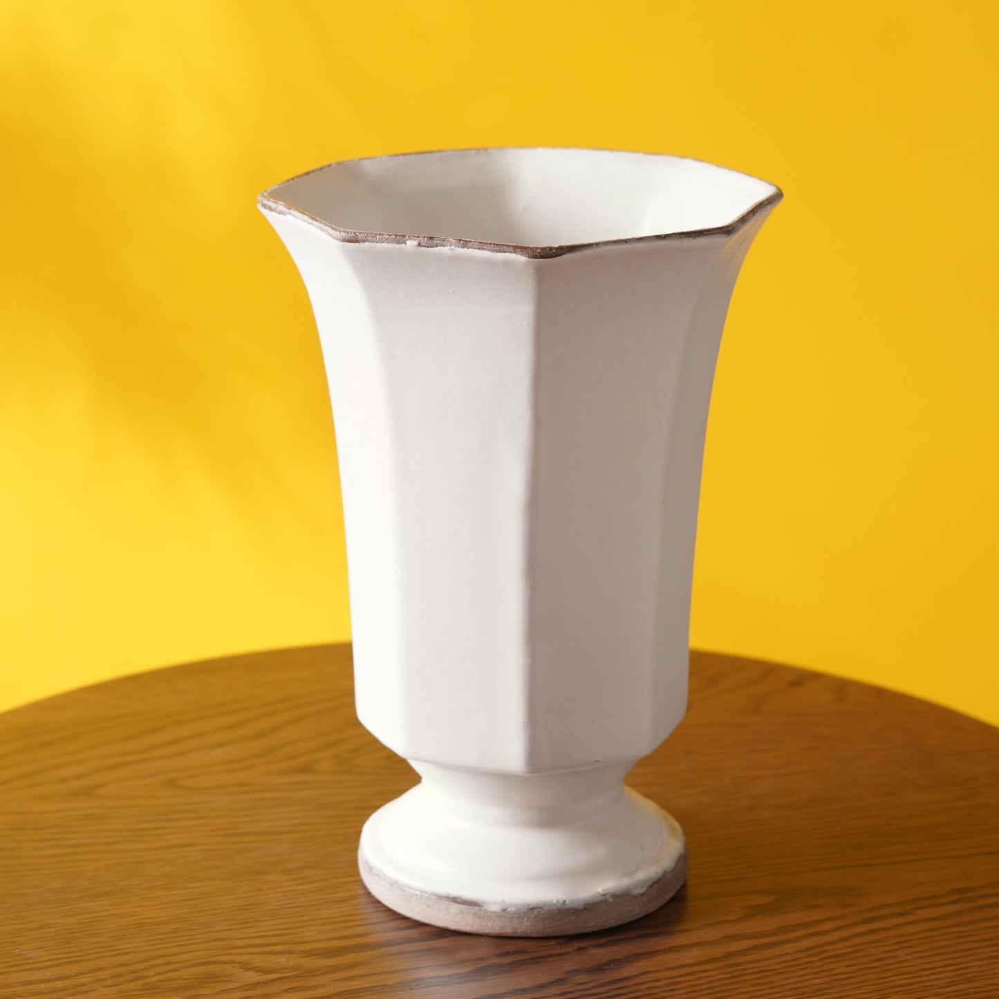 Ivory Hexagonal Ceramic Vase