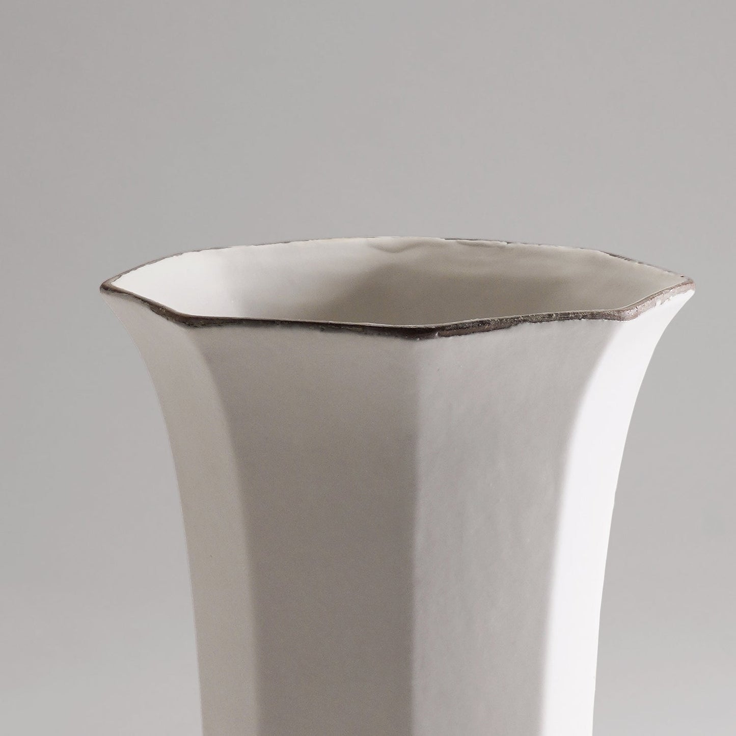 Ivory Hexagonal Ceramic Vase