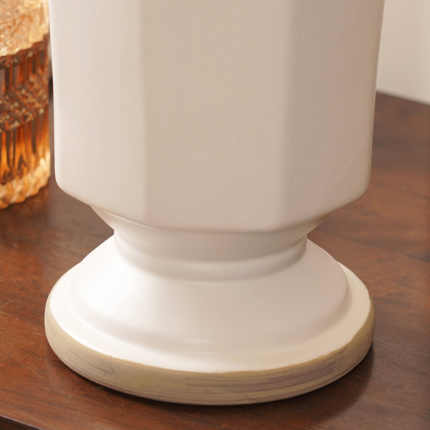 White Hexagonal Terracotta Vase - Large